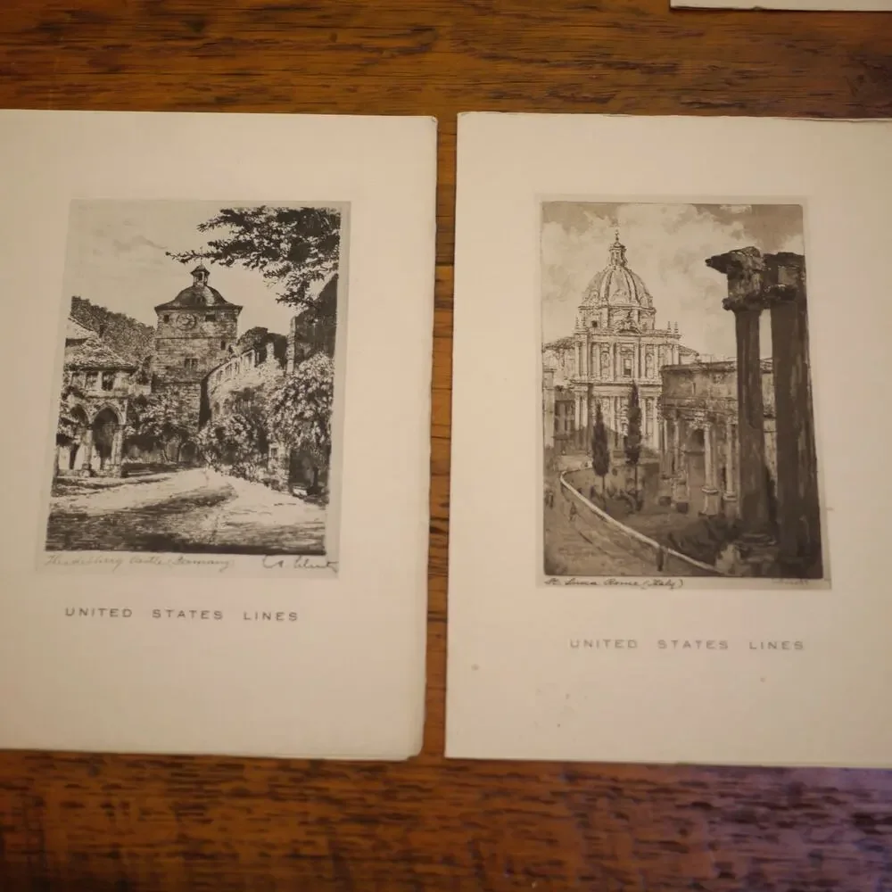 Lot of 8 Vintage 1938 WWII United States Lines Cruise Ship Passenger MENUS